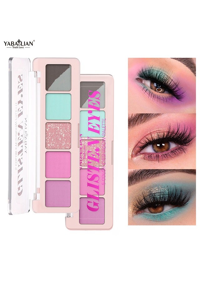 يابوليان لوحة ظلال العيون Glisten Eyes-5Color ، وردي ، Dreamy Fairy ، صبغة عالية ، غير لامع ولؤلؤي ، مقاوم للماء والعرق ، مكياج يدوم - Image 1