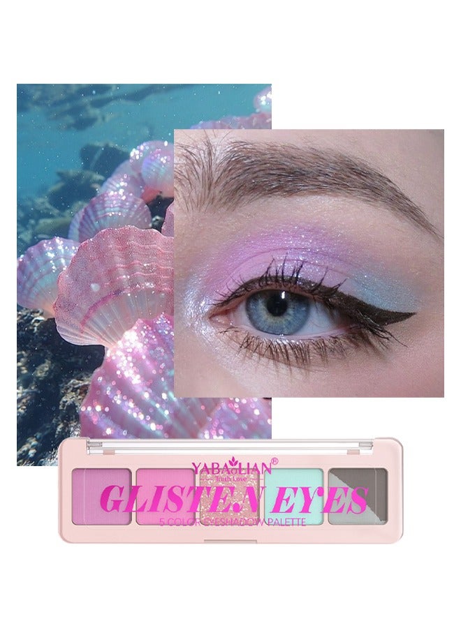 يابوليان لوحة ظلال العيون Glisten Eyes-5Color ، وردي ، Dreamy Fairy ، صبغة عالية ، غير لامع ولؤلؤي ، مقاوم للماء والعرق ، مكياج يدوم - Image 3