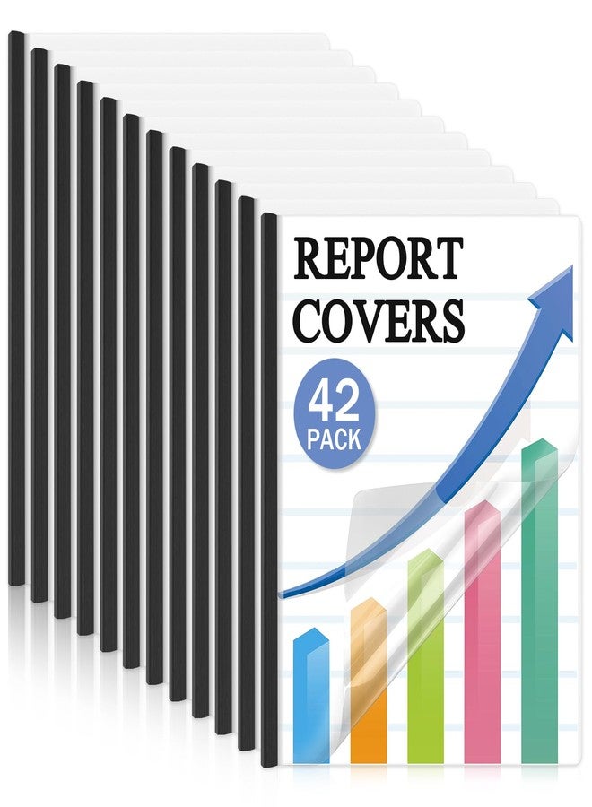 Dynta Report Covers 42 Pack Presentation Folders for Letter Size 70 Sheet Capacity, 5.5 Mil Report Covers with Sliding bar Black, Resume Folder Clear Folder for File Resume Documents - Image 1