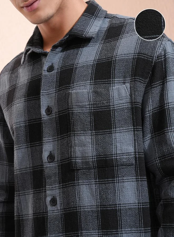 HIGHLANDER HIGHLANDER Checked Oversized Collared Shirt with Pocket