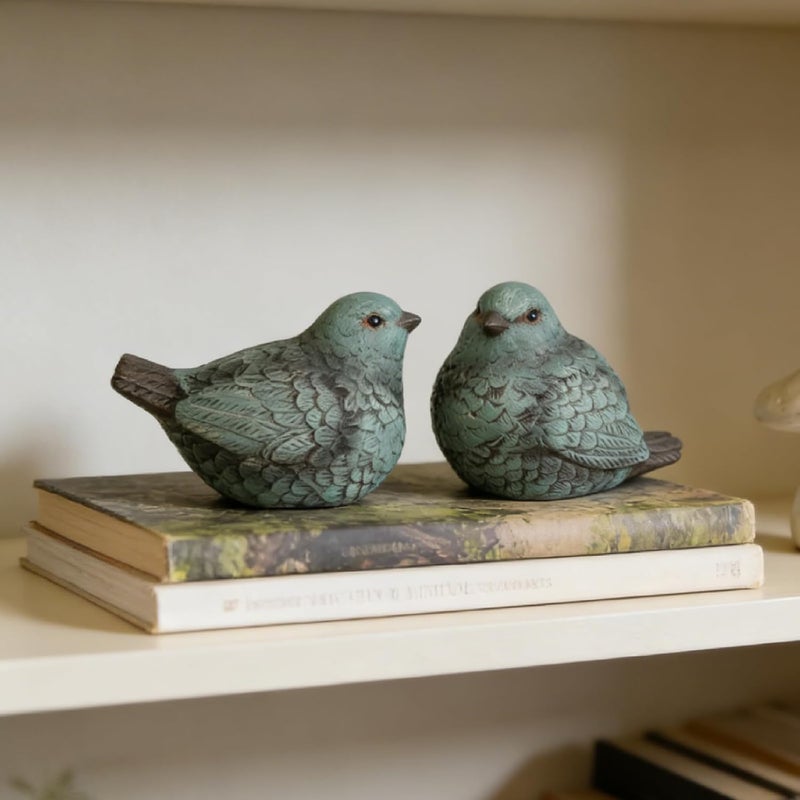 Cynkeyee Bird Statues for Home Decor - Set of 2 Resin Bird Figurines Home Decor,Decorative Tabletop Accents, Small Bird Decor Perfect for Easter Decorations, Beautiful Animal Figurines - Image 1