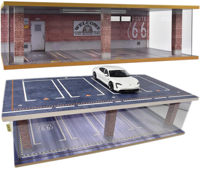 Otypus 124 Scale Model Car Display Case with Light 1 24 Diecast Cars Storage Cases in Parking Lot Scene Acrylic Toy Garage for Alloy Car Models Grey8 Parking Place Red Brick 124