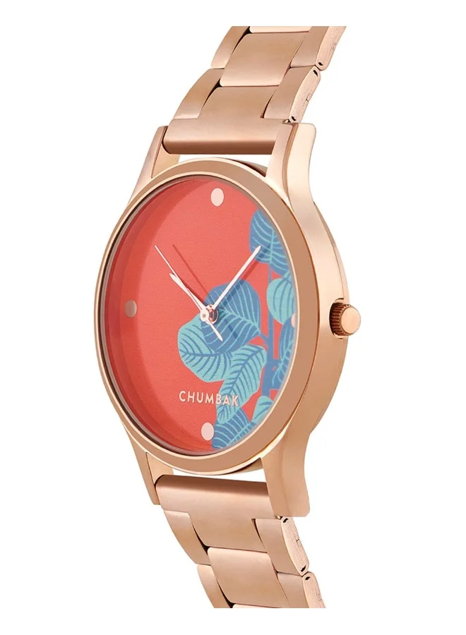 Chumbak Bohemian Leaves Watch,Metal link Strap