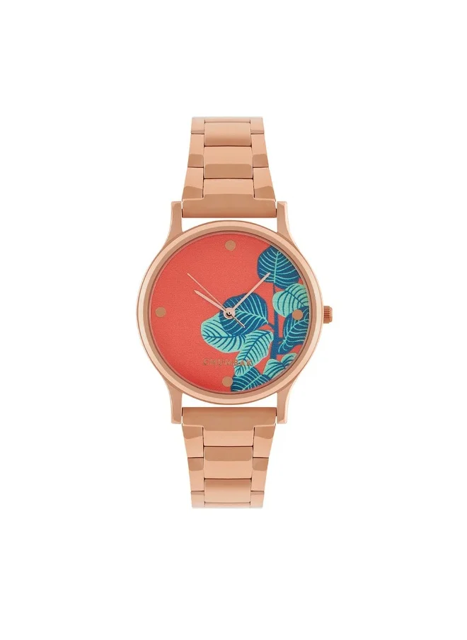 Chumbak Bohemian Leaves Watch,Metal link Strap