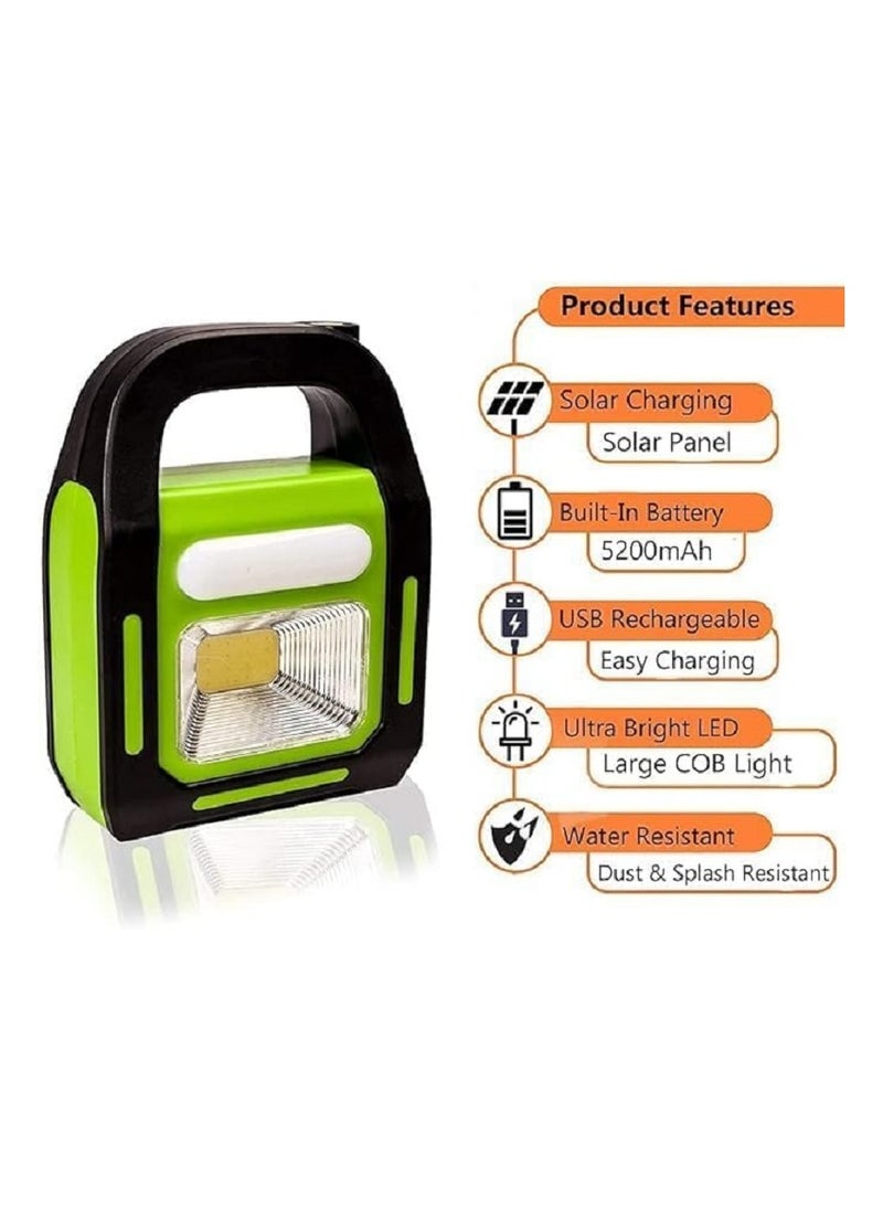 Generic - 3 in 1 USB Rechargeable COB LED Solar Flashlight for Camping, with Device Charger, Waterproof Emergency LED Flashlight - Image 1
