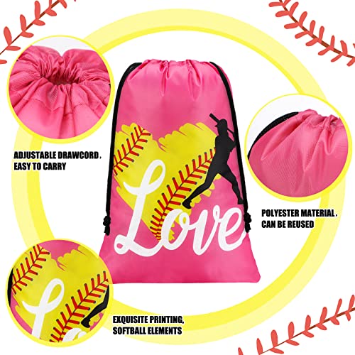 Shappy 12 Pcs Baseball Gift Bags Drawstring String Bag Sports Party Favor Candy Treat Snack Goodie Bags for Team Birthday Sports Storage Supplies - Image 3