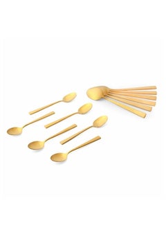 Life Smile 12pcs Cutlery Set, 18/10 Stainless Steel, Flatware Set, 12pcs Dinner Spoon, Shine Gold, for Home Kitchen, Mirror Polished - Dishwasher Safe  - Image 1