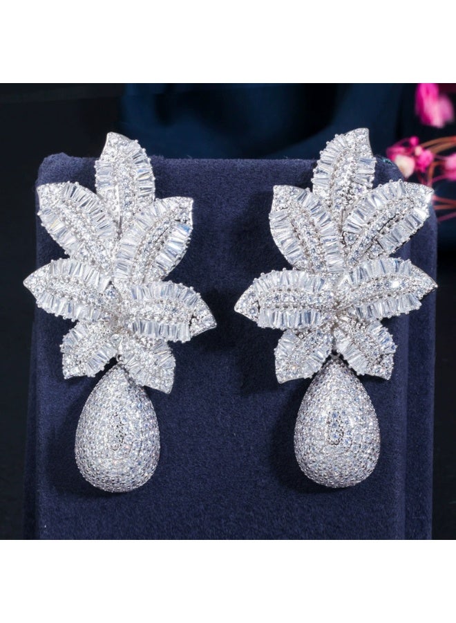 Ciara S925 silver needle European and American atmospheric ladder cubic zirconia three color electroplated earrings tropical pineapple earrings - Image 1