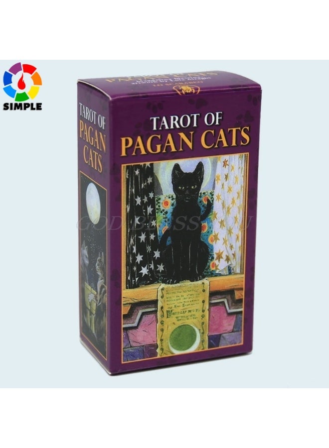 NIBEMINENT Deck 78 Tarot cards, Pagan Cat, Full English family Gathering board game, Oracle Cards, Astrology, divination, Destiny Cards - Image 1