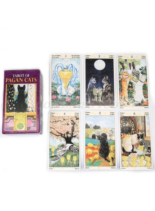 NIBEMINENT Deck 78 Tarot cards, Pagan Cat, Full English family Gathering board game, Oracle Cards, Astrology, divination, Destiny Cards - Image 2