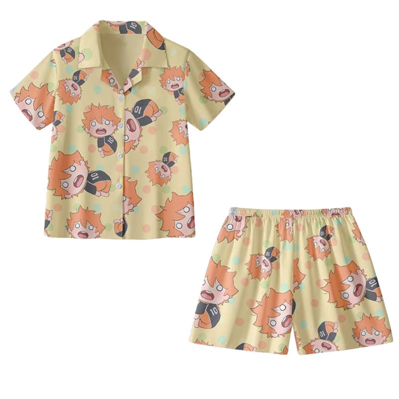 Volleyball Junior Day Xiangyang Pajamas Long-sleeved Trousers Shirt Summer Short-sleeved Pajamas for Boys and Girls Home Suit short-sleeved trousers - Image 2