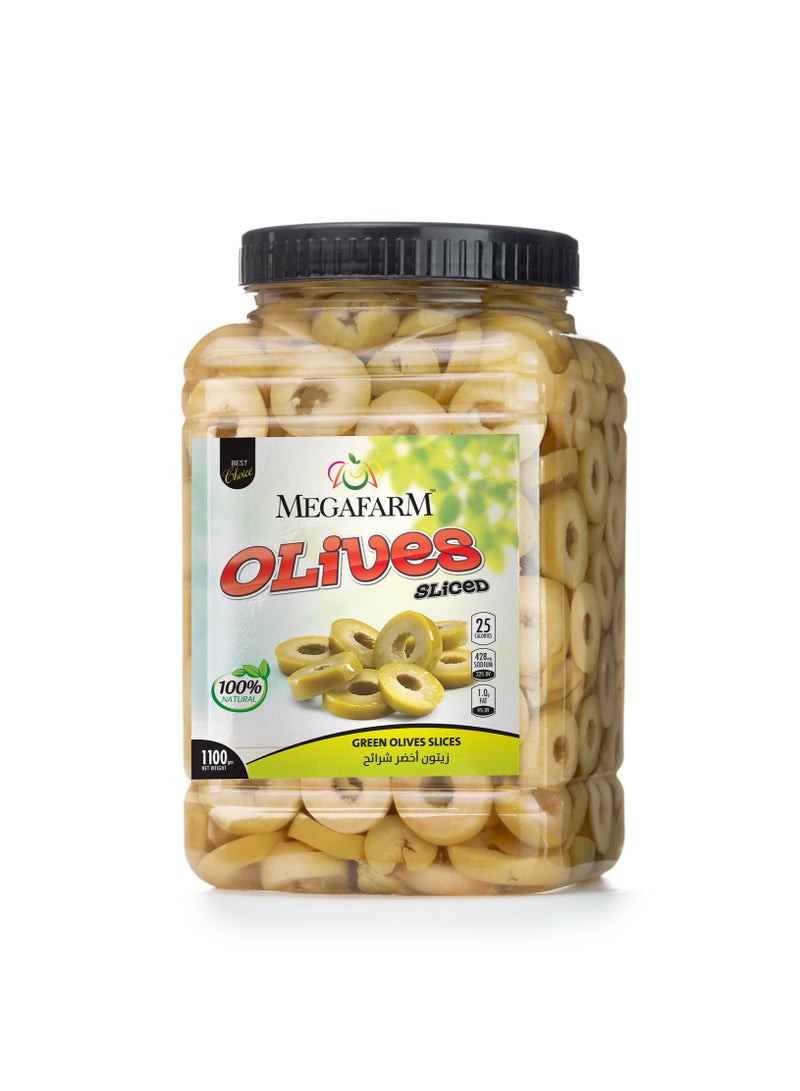 ميجافارم مخلل زيتون أخضر شرائح 1100 جرام
