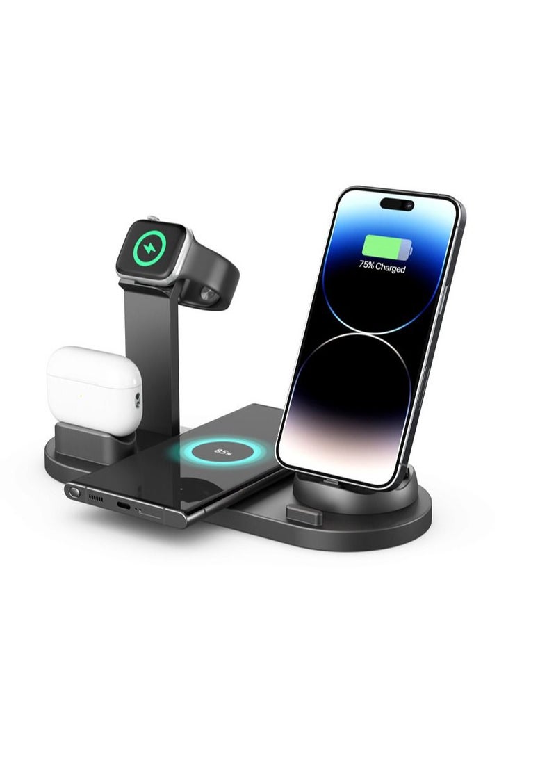 Exlene 5 In 1 Wireless Charger Stand Desk Phone Chargers Fast Charging Dock Station  - Image 1