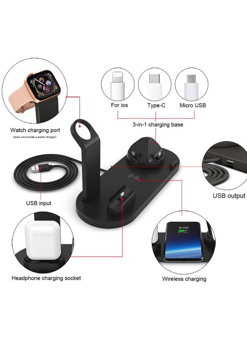 Exlene 5 In 1 Wireless Charger Stand Desk Phone Chargers Fast Charging Dock Station  - Image 4
