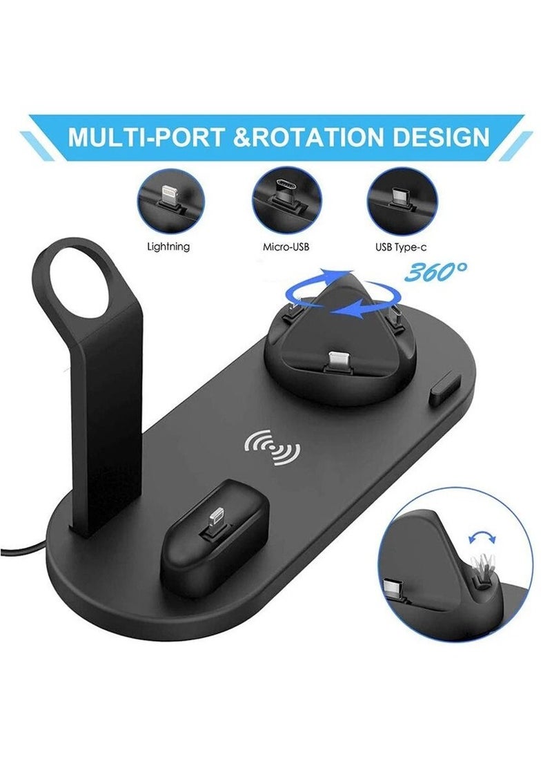 Exlene 5 In 1 Wireless Charger Stand Desk Phone Chargers Fast Charging Dock Station  - Image 5