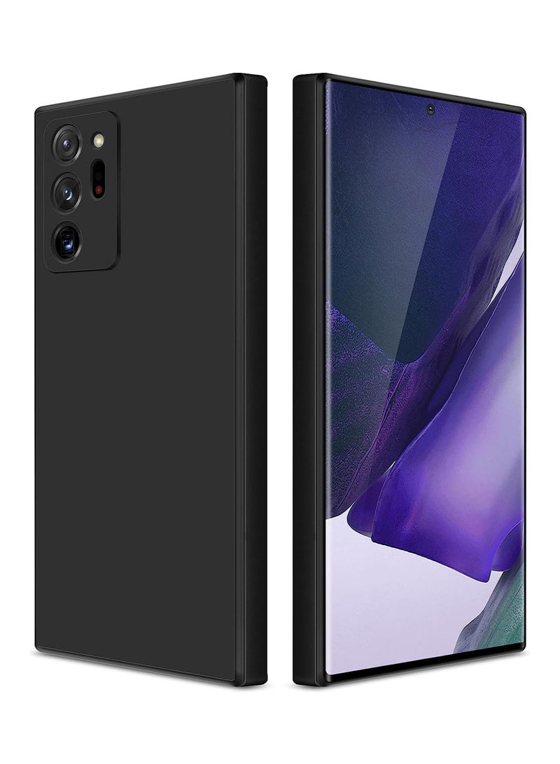 حافظة لهاتف سامسونج جالاكسي نوت 20، غطاء مطاطي من جل السيليكون فائق النعومة، مقاوم للصدمات، غطاء خلفي غير لامع، بطانة داخلية من القماش مع حافظة حماية للكاميرا لهاتف سامسونج جالاكسي نوت 20 الترا، أسود - Image 1