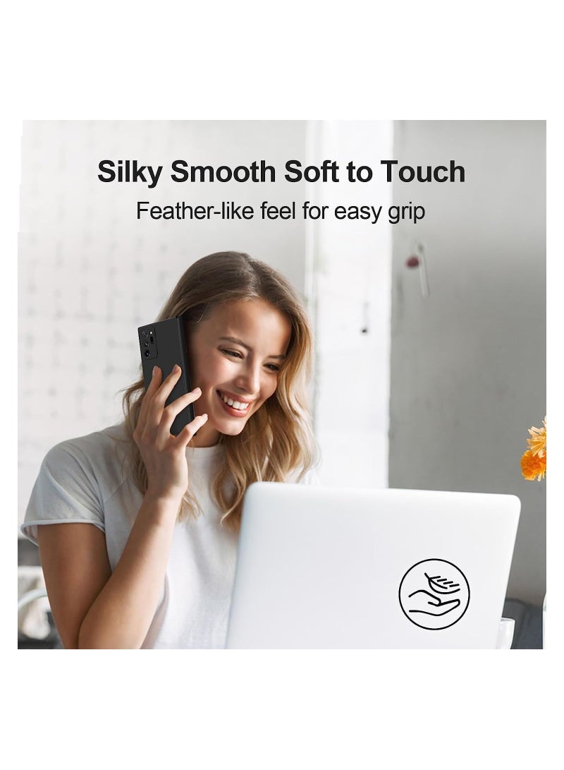 حافظة لهاتف سامسونج جالاكسي نوت 20، غطاء مطاطي من جل السيليكون فائق النعومة، مقاوم للصدمات، غطاء خلفي غير لامع، بطانة داخلية من القماش مع حافظة حماية للكاميرا لهاتف سامسونج جالاكسي نوت 20 الترا، أسود - Image 5