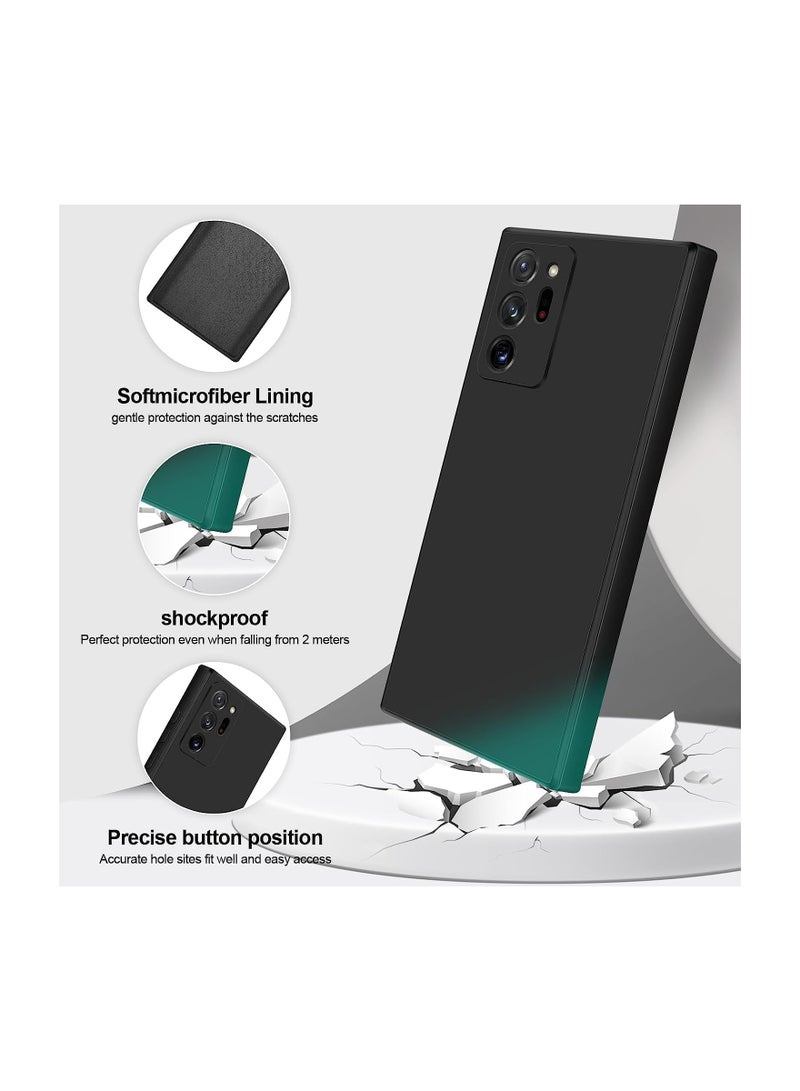 حافظة لهاتف سامسونج جالاكسي نوت 20، غطاء مطاطي من جل السيليكون فائق النعومة، مقاوم للصدمات، غطاء خلفي غير لامع، بطانة داخلية من القماش مع حافظة حماية للكاميرا لهاتف سامسونج جالاكسي نوت 20 الترا، أسود - Image 2