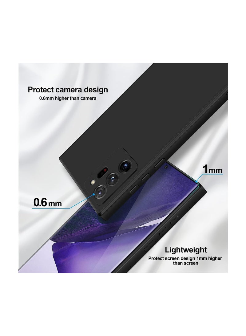 حافظة لهاتف سامسونج جالاكسي نوت 20، غطاء مطاطي من جل السيليكون فائق النعومة، مقاوم للصدمات، غطاء خلفي غير لامع، بطانة داخلية من القماش مع حافظة حماية للكاميرا لهاتف سامسونج جالاكسي نوت 20 الترا، أسود - Image 3