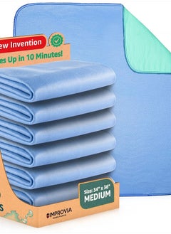 Improvia ® Washable Underpads, 34" x 36" (Pack of 6) - Heavy Absorbency Reusable Incontinence Pads for Kids, Adults, Elderly, and Pets - Waterproof Protective Pad for Bed, Couch, Sofa, Furniture, Floor  - Image 1