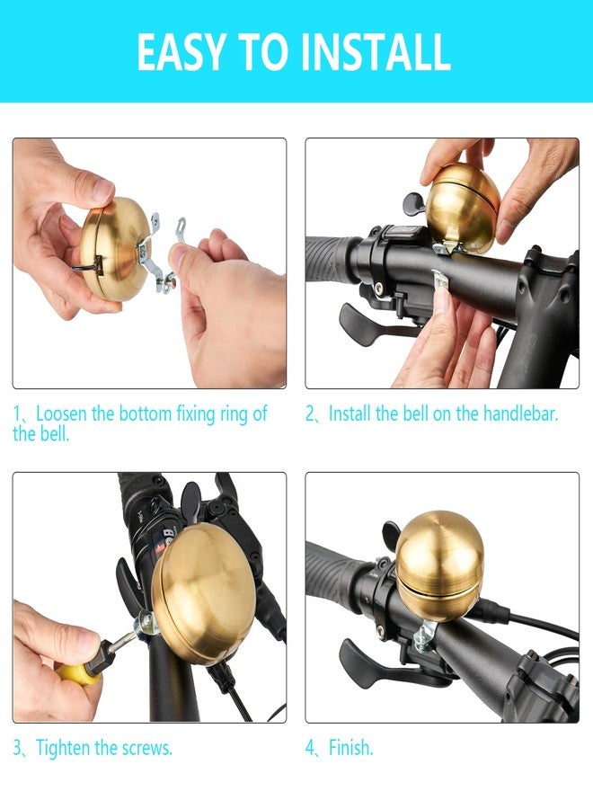 YLG Classic Brass Bike Bell - Vintage-Style Golden Bicycle Ring Bell for Adult Cruisers and Beach Bikes, Crisp and Pleasing Sound - Image 5