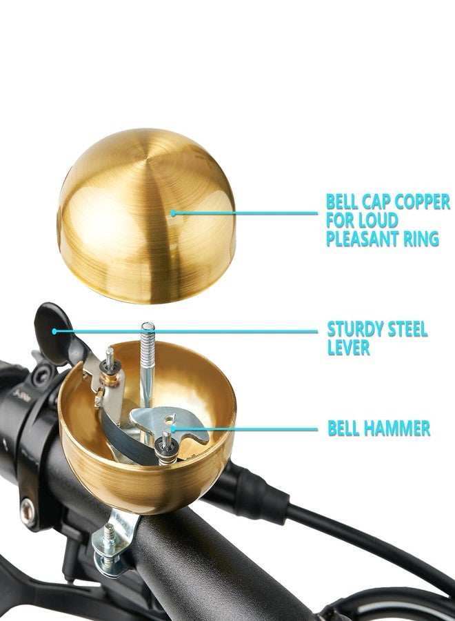 YLG Classic Brass Bike Bell - Vintage-Style Golden Bicycle Ring Bell for Adult Cruisers and Beach Bikes, Crisp and Pleasing Sound - Image 4