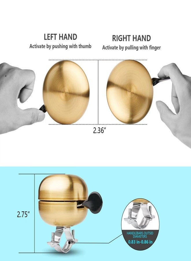 YLG Classic Brass Bike Bell - Vintage-Style Golden Bicycle Ring Bell for Adult Cruisers and Beach Bikes, Crisp and Pleasing Sound - Image 3