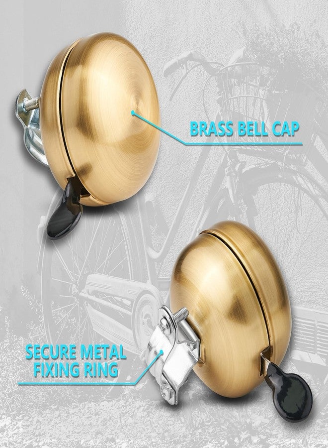 YLG Classic Brass Bike Bell - Vintage-Style Golden Bicycle Ring Bell for Adult Cruisers and Beach Bikes, Crisp and Pleasing Sound - Image 2