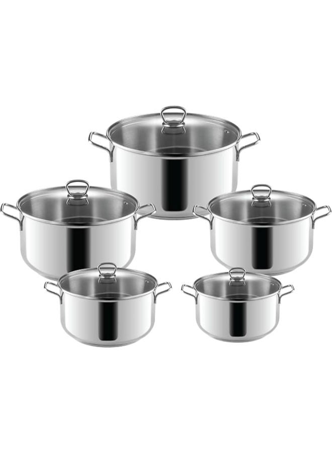 Tefal Essenl Stainless Steel 5pc, (18-20-24-26-30) cm - 330040132 silver