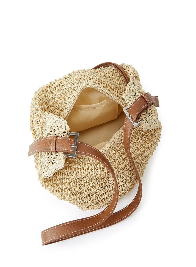 Bagkeak Straw Tote Bag Summer Straw Beach Bags For Women Handwoven Bag Large Capacity Handbag Rattan Purse Hobo Bag Dumpling Bag, Brown - Image 5