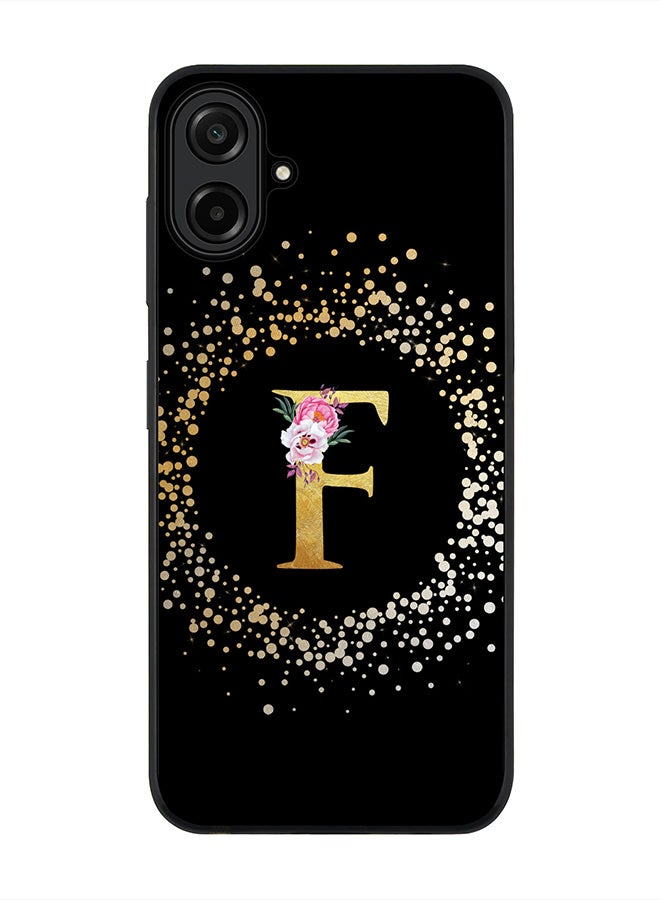 Stylizedd For Samsung Galaxy A07 4G Case,Slim fit Camera Protection, Shockproof Thin Phone cover  - Custom Monogram Floral - F ( Black )