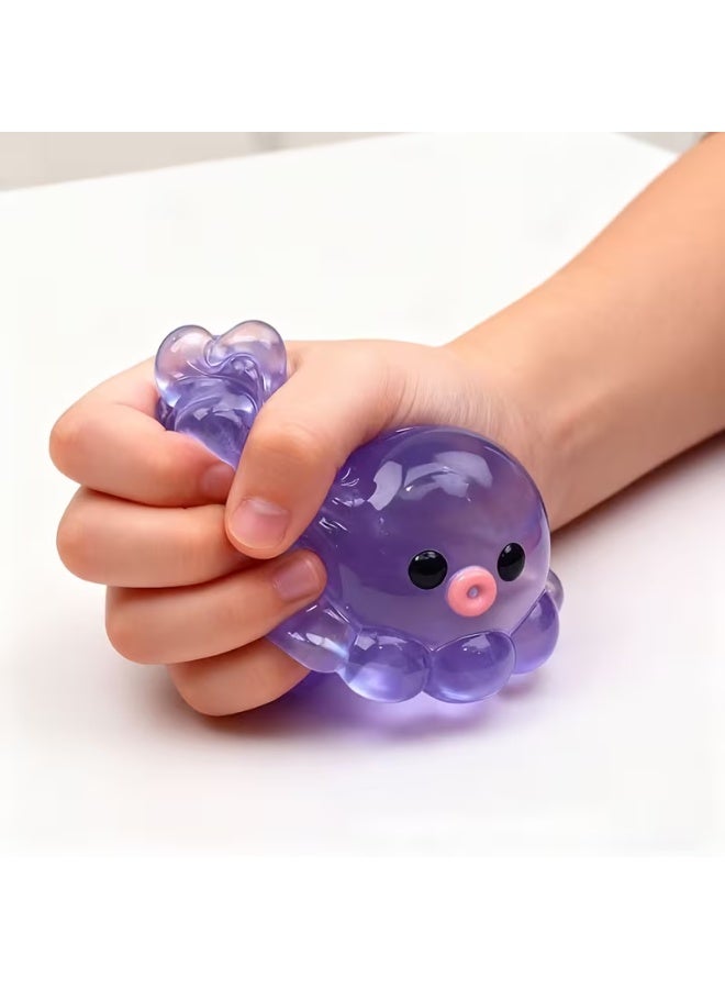 Yalla Pick Purple Octopus Squishy Toy, Stress Relief Squeeze Ball for Kids Adults, Soft Bubble Pop Fidget Toy with Gentle Sound, Sensory Calming Tool for Classroom Office Travel - Image 3
