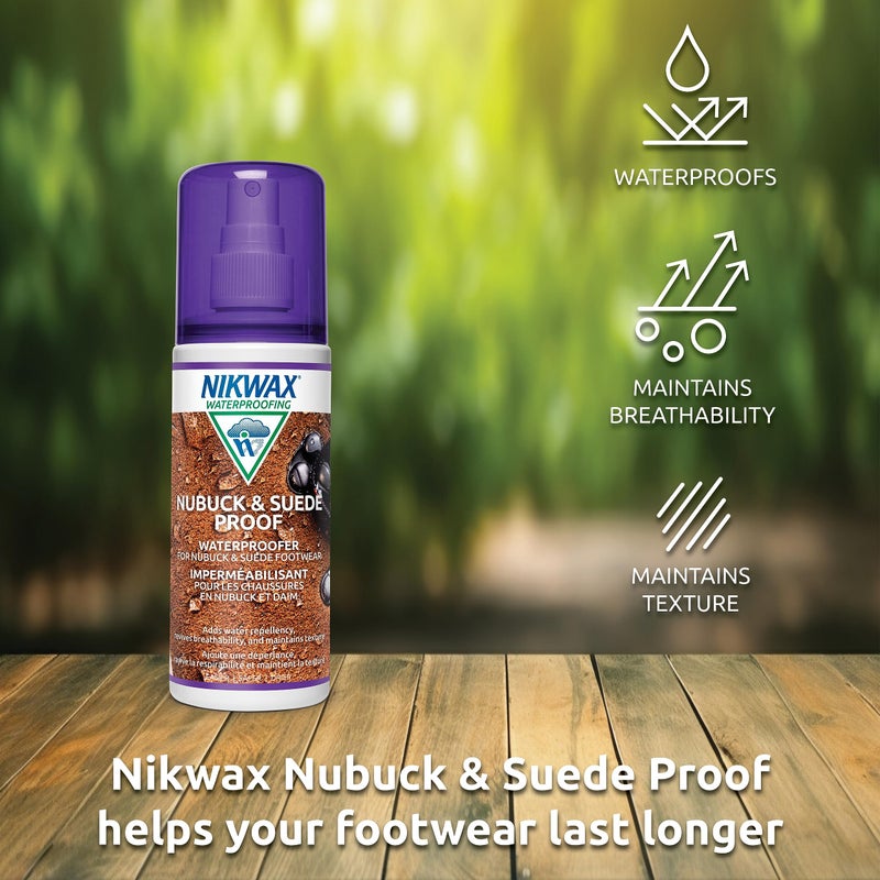 Nikwax Nubuck & Suede Proof, 125ml, Spray-On Waterproofing Restores DWR Water Repellency in Textured Leather Footwear, Shoe & Boot Care and Rain Protection - Image 3