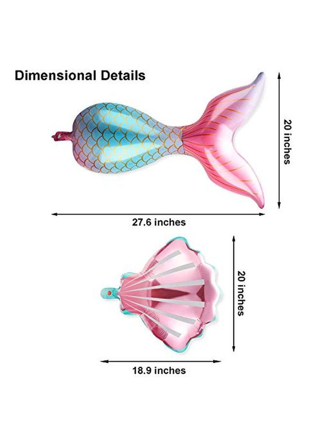 Skylety 12 قطعة بالونات ذيل حورية البحر بالونات قواقع البحر بالونات هيليوم فويل بالونات المحيط ملونة زاهية لحفلات عيد الميلاد والزفاف وصيف الشاطئ وحفلات حورية البحر البحرية (أزرق وردي أزرق أخضر بنفسجي وردي) - Image 2