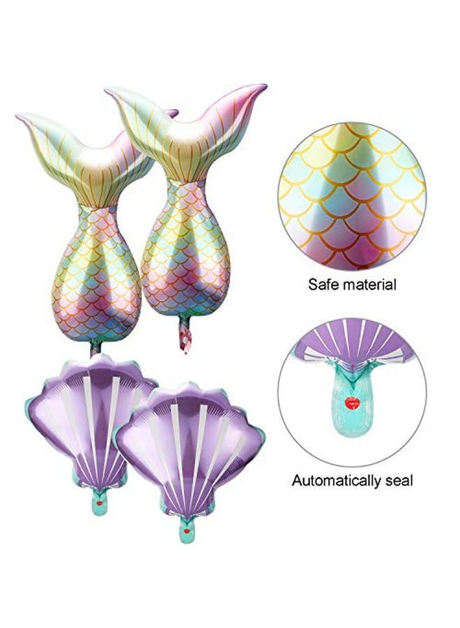 Skylety 12 قطعة بالونات ذيل حورية البحر بالونات قواقع البحر بالونات هيليوم فويل بالونات المحيط ملونة زاهية لحفلات عيد الميلاد والزفاف وصيف الشاطئ وحفلات حورية البحر البحرية (أزرق وردي أزرق أخضر بنفسجي وردي) - Image 3