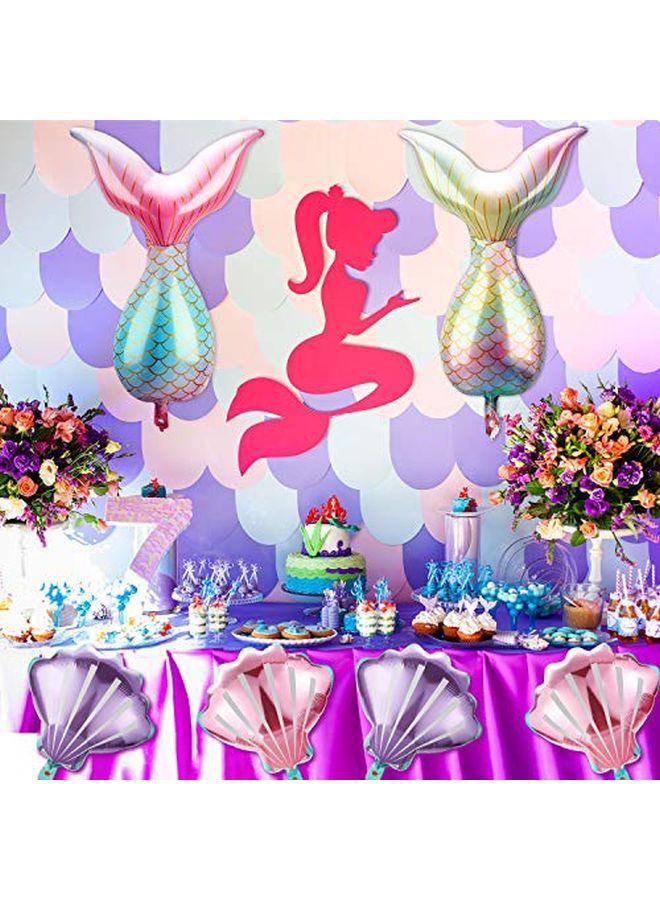 Skylety 12 قطعة بالونات ذيل حورية البحر بالونات قواقع البحر بالونات هيليوم فويل بالونات المحيط ملونة زاهية لحفلات عيد الميلاد والزفاف وصيف الشاطئ وحفلات حورية البحر البحرية (أزرق وردي أزرق أخضر بنفسجي وردي) - Image 5