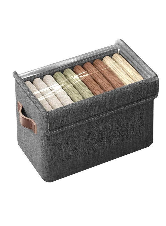 DRODRM 26L Foldable Wardrobe Storage Box with Metal Frame | Clothes & Cupboard Organizer with Lid, Carry Handles for Bedroom & Home (1) - Image 1