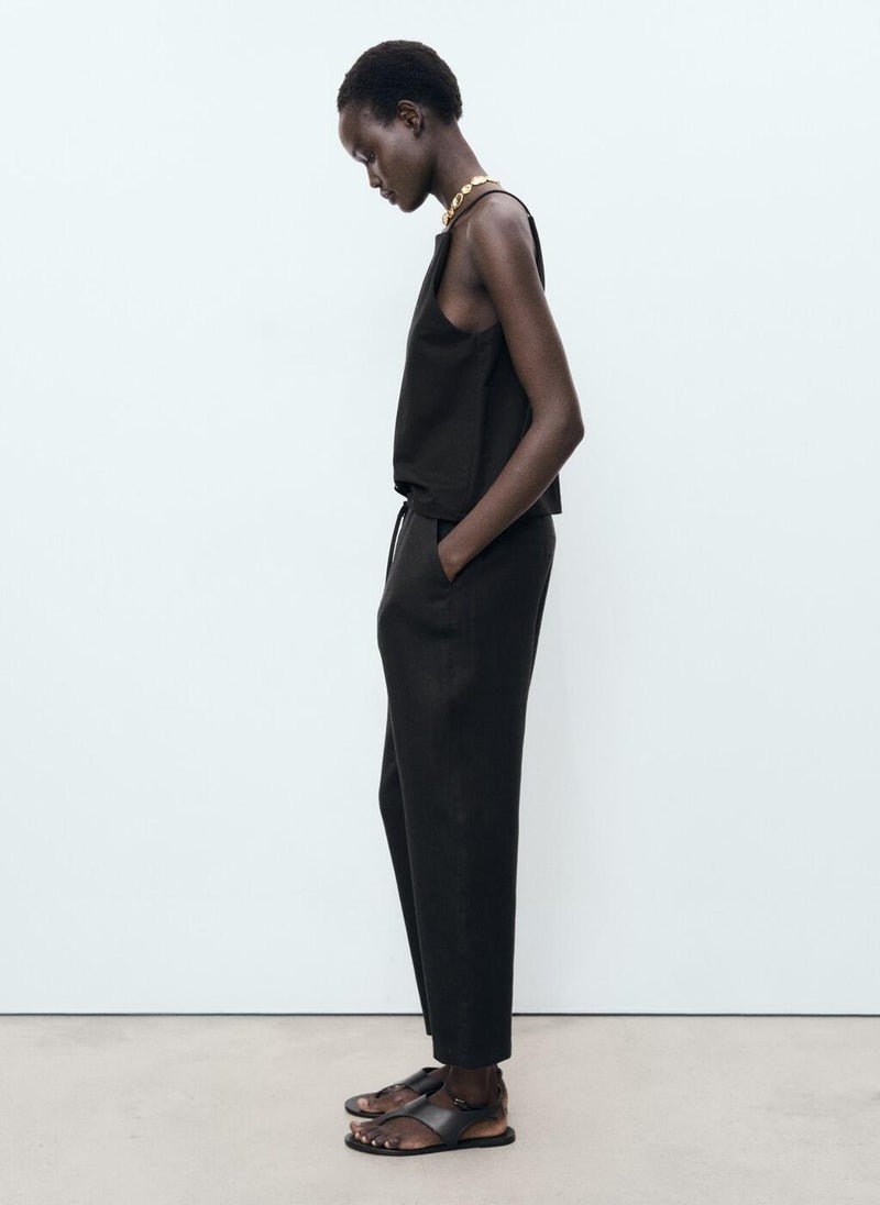 MANGO Linen Drawstring Pants  - Image 3