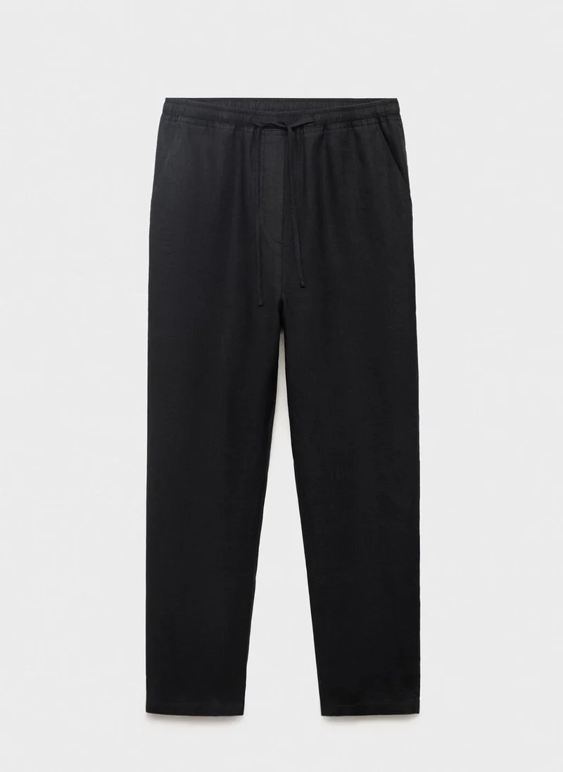 MANGO Linen Drawstring Pants