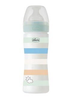 Chicco Well-Being Silicone Plastic Feeding Bottle 250 ML, Medium Flow 2M+, Green  - Image 1