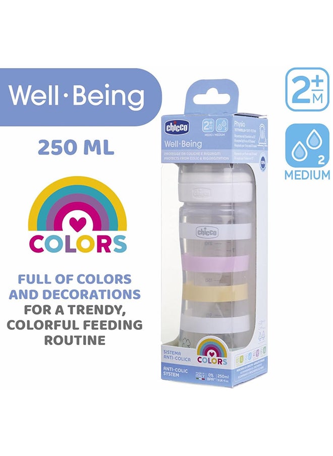 Chicco Well-Being Silicone Plastic Feeding Bottle 250 ML, Medium Flow 2M+, Green  - Image 5