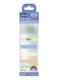 Chicco Well-Being Silicone Plastic Feeding Bottle 250 ML, Medium Flow 2M+, Green  - Image 4