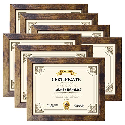 PETAFLOP 85x11 Picture Frame Rustic Certificate Frames Wall Tabletop Display Horizontally or Vertically 7 Pack