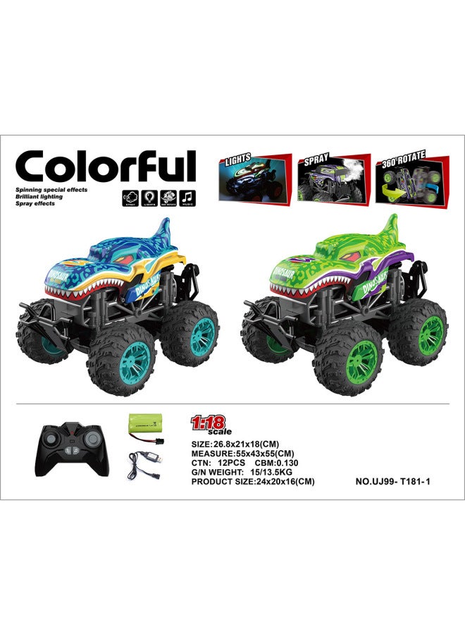 Loquat 1:18 Music Light Remote Control Stunt 360 Degree Rotating Big Foot Shark Head Children's Toy Car Off-road-Color:HN188649-Scale:1:18 - Image 3