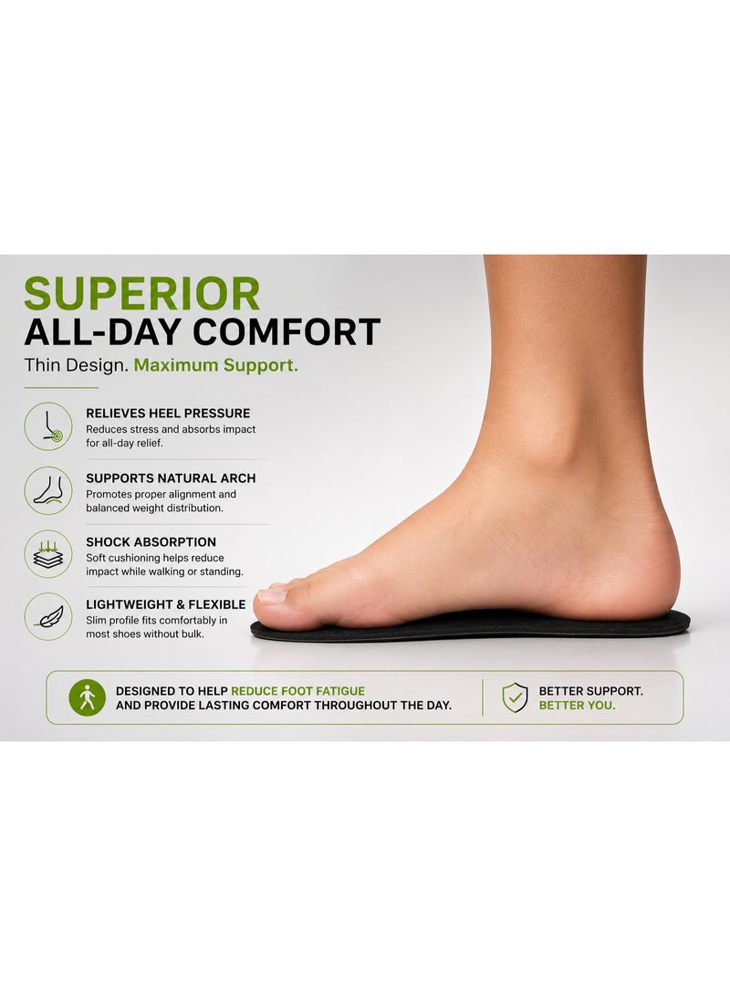 نعل داخلي للمشي من رغوة الذاكرة (Memory Foam) للرجال والنساء، حشوات ناعمة ومريحة للأحذية، دعم للقدم مع خاصية امتصاص الصدمات، جيد التهوية ومريح للاستخدام طوال اليوم، مقاس أوروبي ثابت 43، زوج واحد. - Image 2