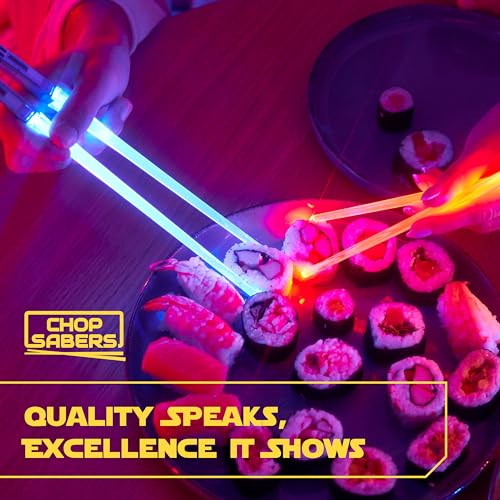 ChopSabers LIGHTSABER CHOPSTICKS LIGHT UP STAR WARS LED Glowing Light Saber Chop Sticks REUSABLE Sushi Lightup Sabers - 8 COLOR MODES 1 Pair - Image 4