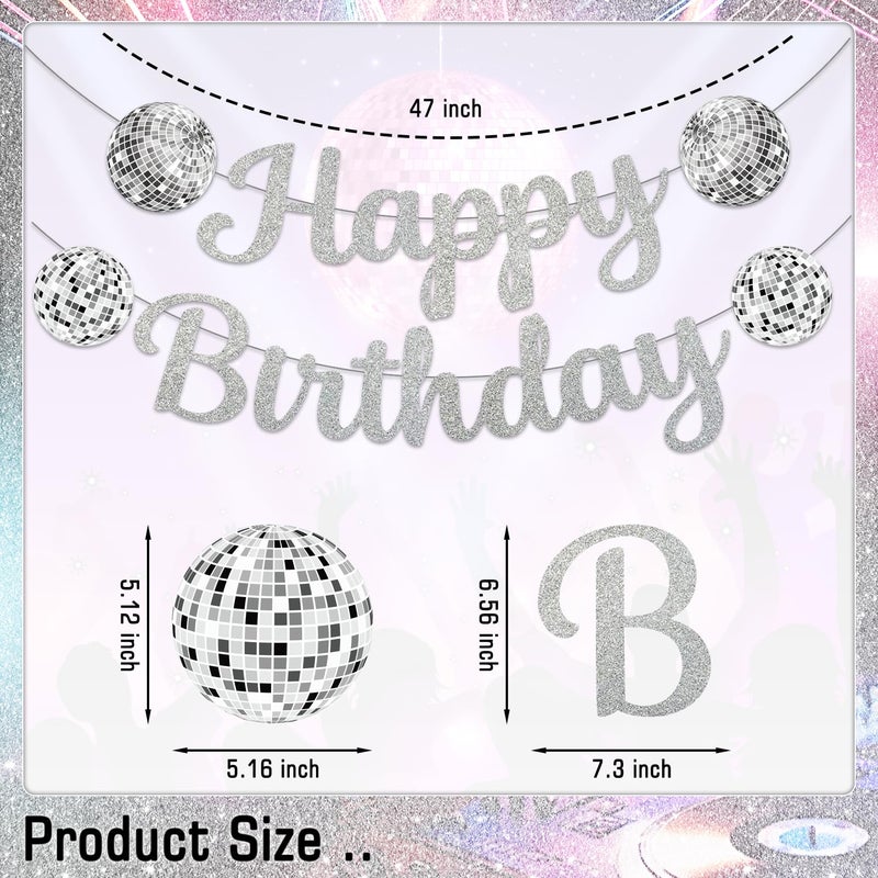 NUTTYBASH Disco Birthday Party Decorations - Silver Disco Ball Banner, Honeycomb Centerpieces, 70s-80s-90s Themed Party Pack - Image 5
