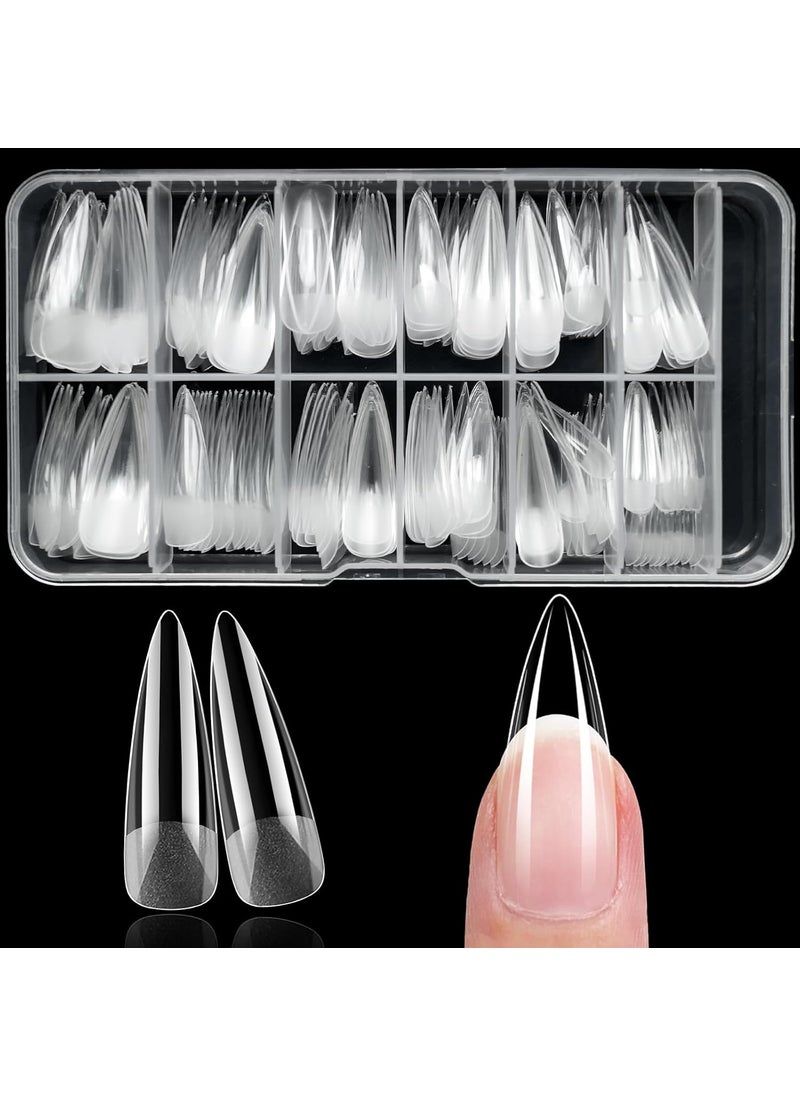 LifexTol - 240pc Stiletto Gel Nail Tips Long Fake Nails Clear Press on Nails Acrylic Nail Tip, 12 Size Full Cover Nail tips Stiletto XL Soft Gel Nail Tips False Nails Extension Artificial Fingernail - Image 1