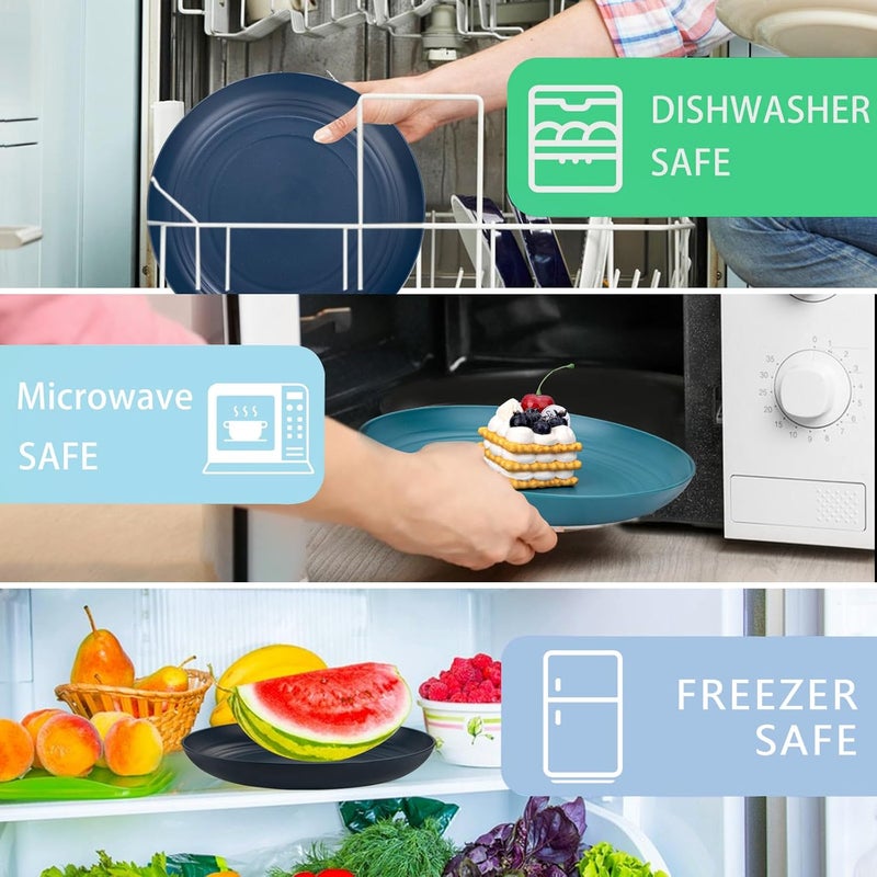 Supernal 32pcs Wheat Straw Dinnerware SetsPlastic Plates and Bowls Sets for 8Unbreakable Plates and Bowls Sets Dishwasher Safe Microwave Safe Fun Colors Perfect for Cooking Family Camping Picnics - Image 5