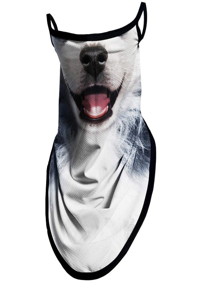 أوباكل قناع وجه أوباكل باندانا مع حلقات للأذن، قناع للرقبة، وشاح، غطاء للوجه للرجال والنساء (حيوان كلب هاسكي أبيض أسود) - Image 1